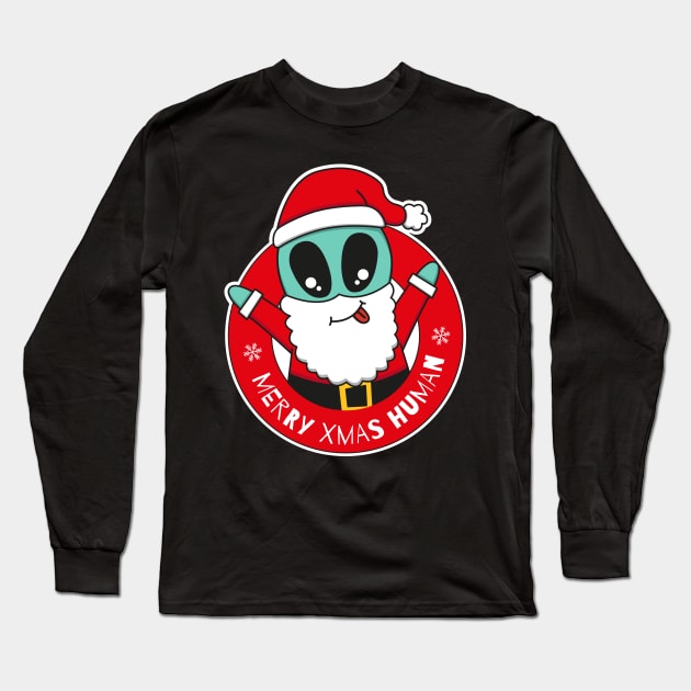 Alien Santa Claus Long Sleeve T-Shirt by Riczdodo